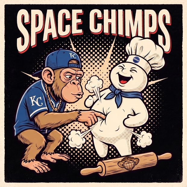 Custom Space Chimps design: a Royals chimp and the Doughboy